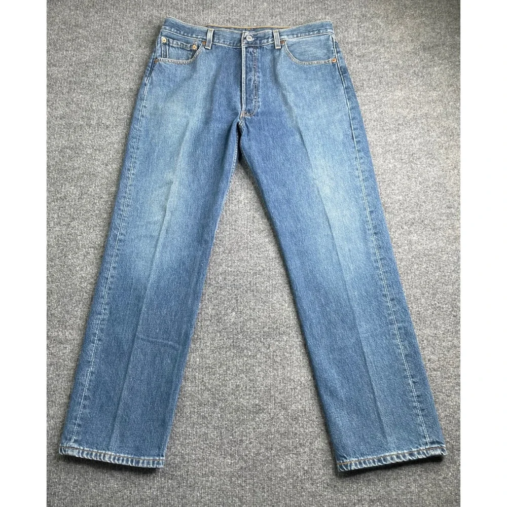 Levi's 501 Original Fit Jeans Men 36x30 Blue Medium Wash Button Fly Denim‎